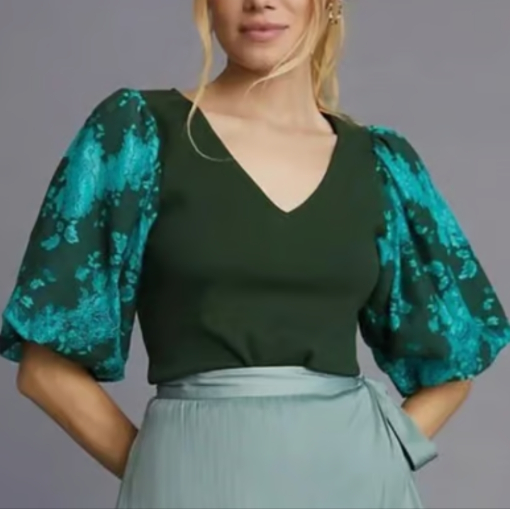 Anthropologie DOLAN Lace Puff-Sleeve Top Fairycore Goddess Complex Spring Easter